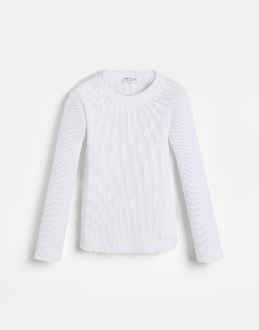 闪耀条纹刺绣T恤 白色 女童 - Brunello Cucinelli