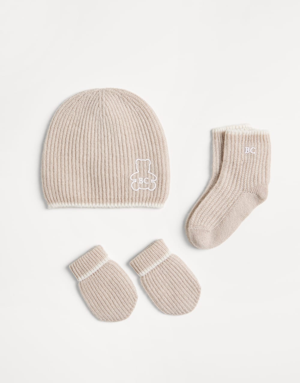Baby Bernie beanie, gloves and socks set Beige Baby - Brunello Cucinelli