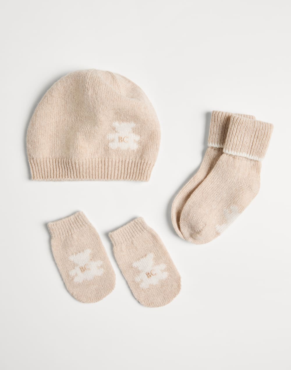 Baby Bernie beanie and socks set Beige Baby - Brunello Cucinelli