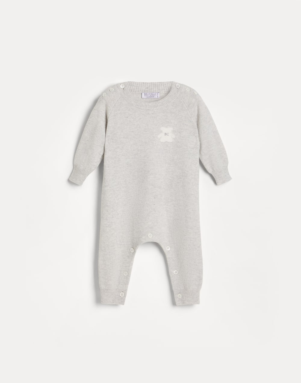 Baby Bernie knit coverall Light Grey Baby - Brunello Cucinelli