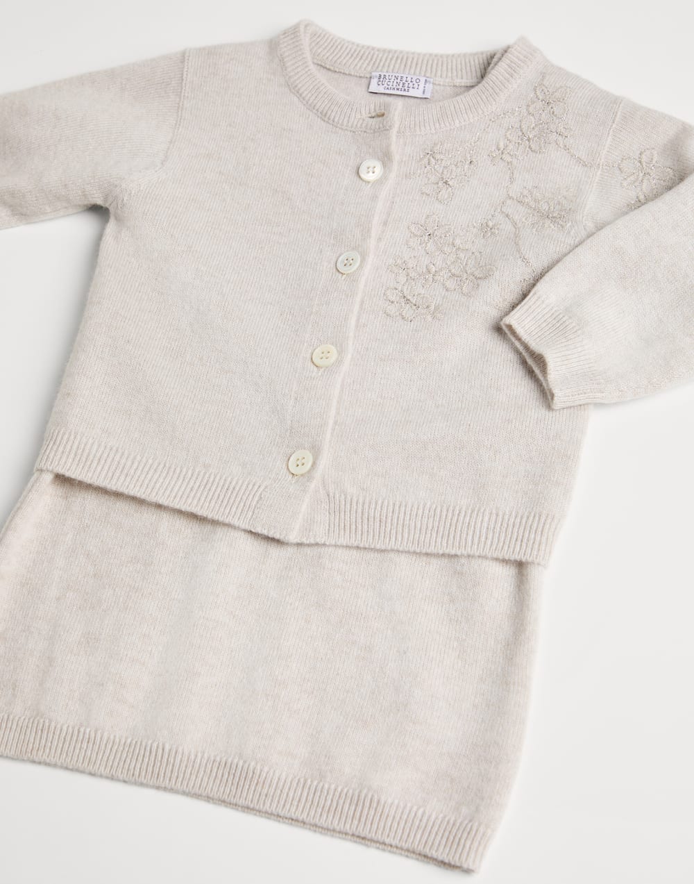 Dazzling Embroidery dress Off-White Baby - Brunello Cucinelli