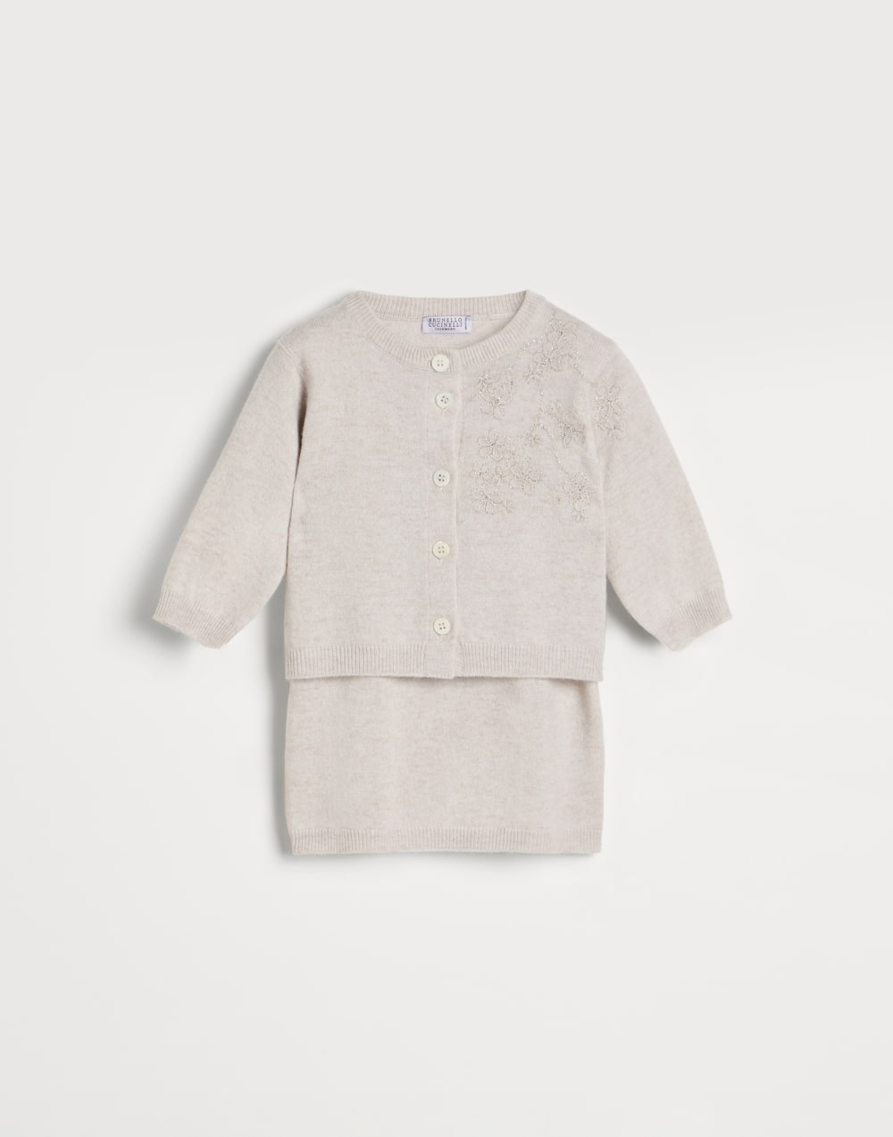 Dazzling Embroidery dress Off-White Baby - Brunello Cucinelli