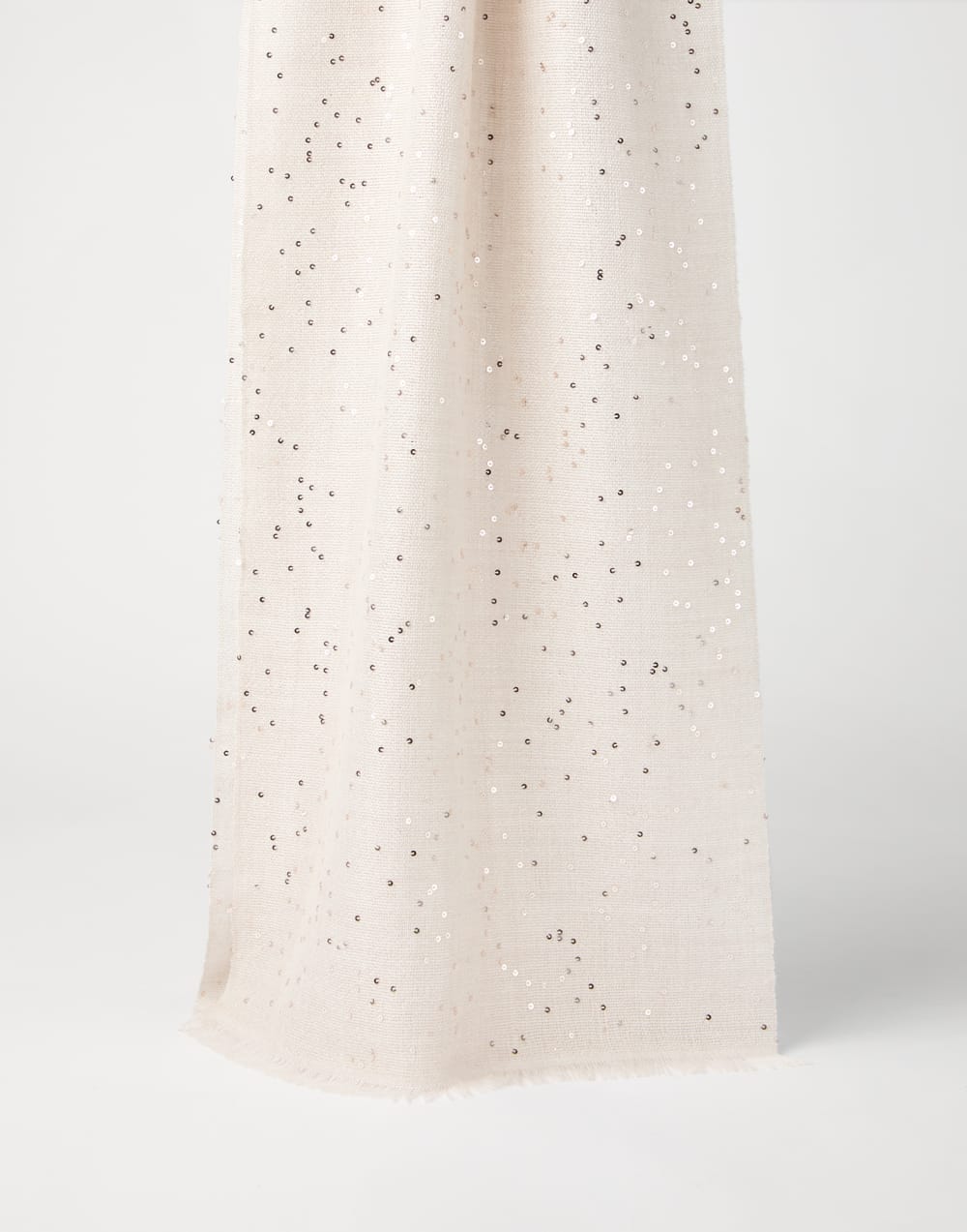 羊绒和亮丝绸料围巾 巴拿马色 女款 - Brunello Cucinelli