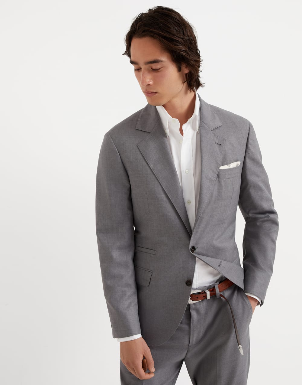 Пиджак из ткани в рогожку Серый Мужчина - Brunello Cucinelli