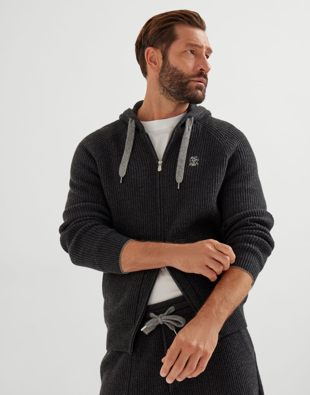 Sweatshirt with logo Charcoal Man - Brunello Cucinelli