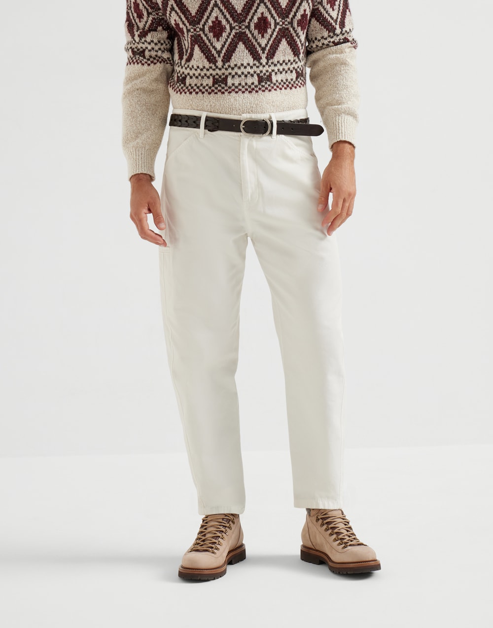 Брюки из габардина Экрю Мужчина - Brunello Cucinelli