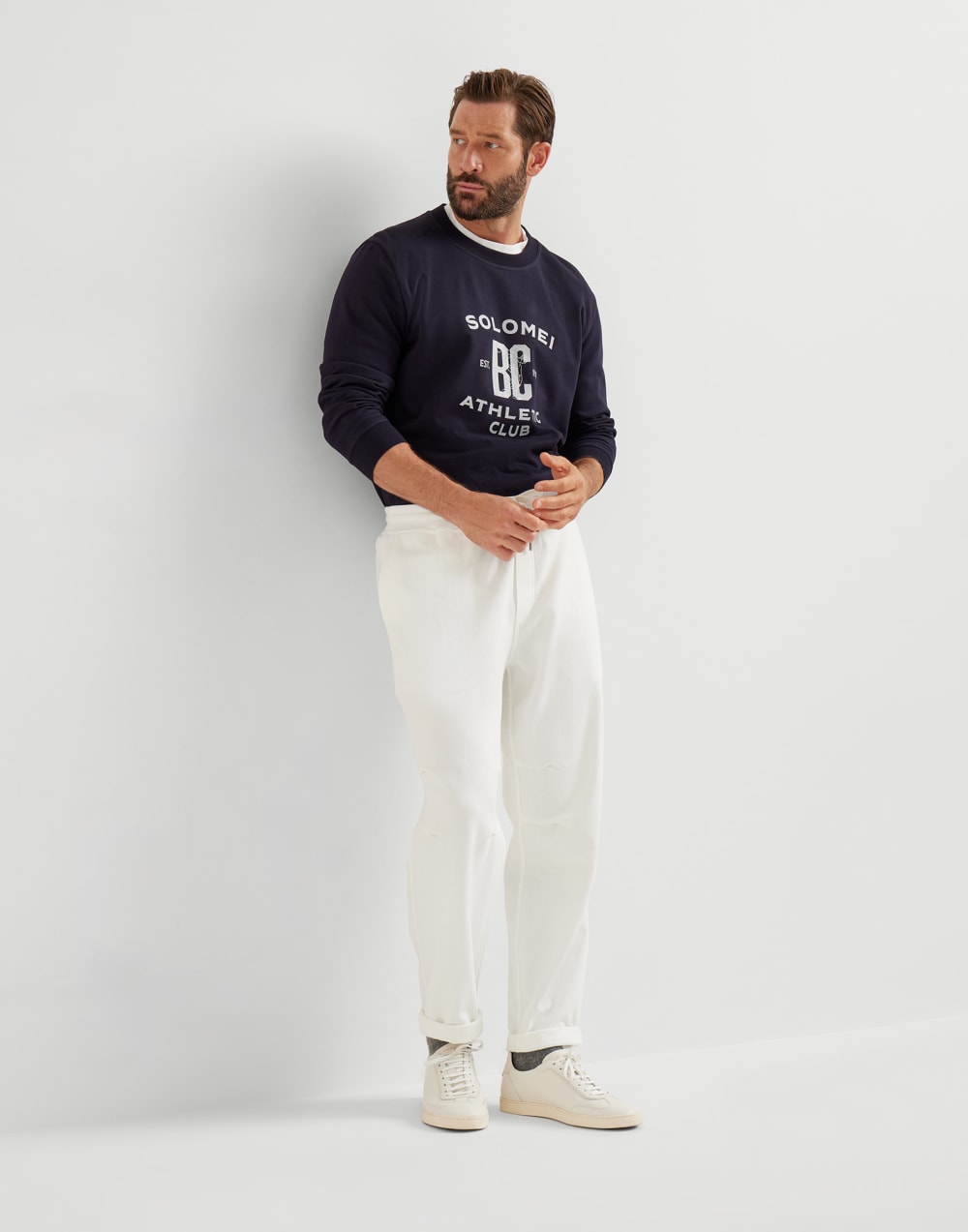 Sweatshirt with print Navy Blue Man - Brunello Cucinelli