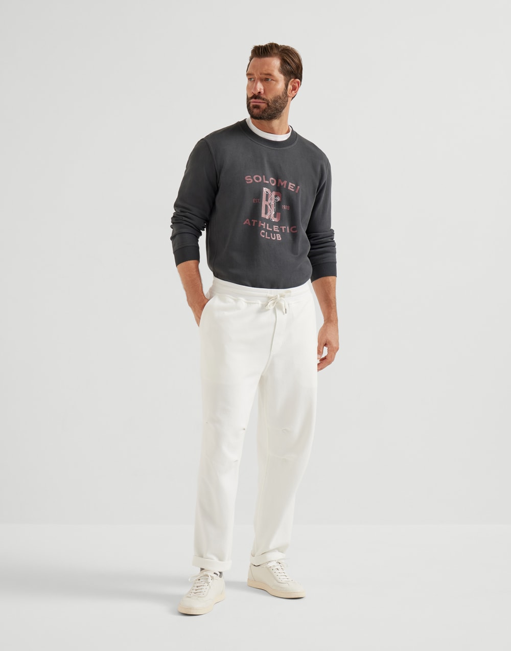 Sweatshirt with print Charcoal Man - Brunello Cucinelli