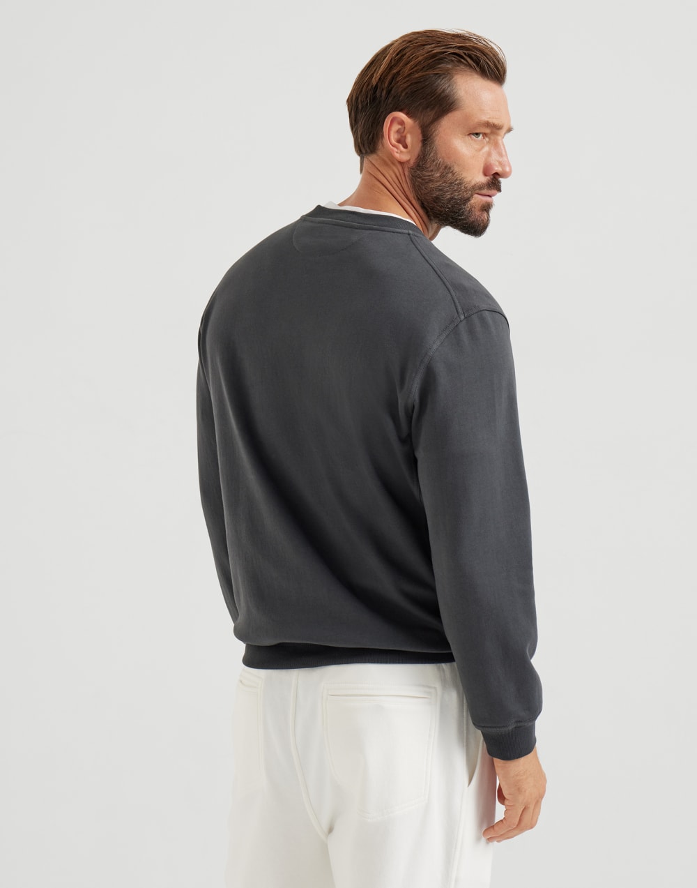 Sweatshirt mit Print Kohlschwarz Herren - Brunello Cucinelli