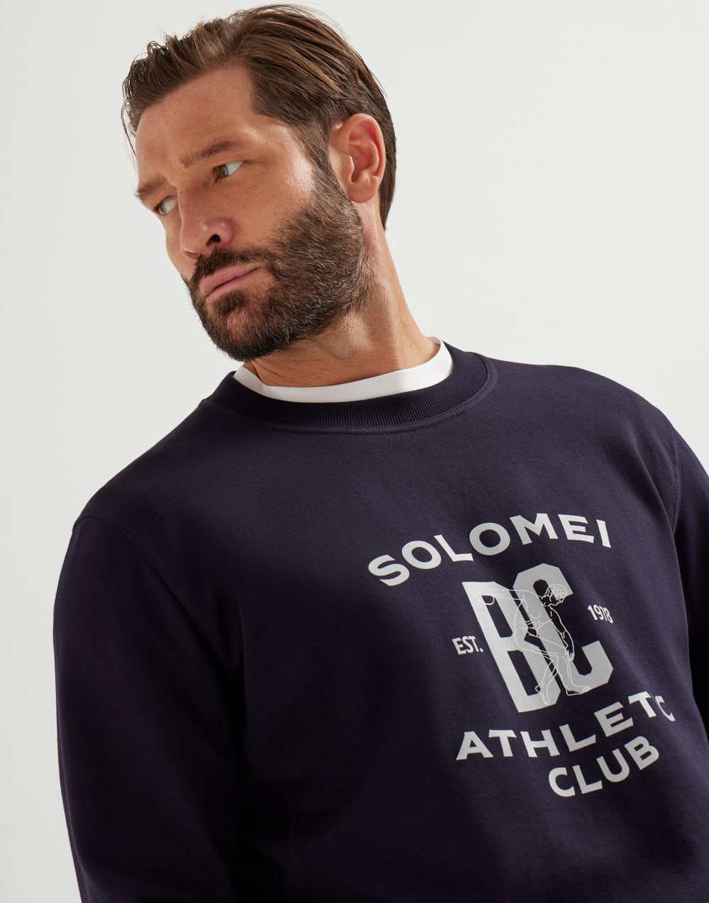 Sweatshirt with print Navy Blue Man - Brunello Cucinelli