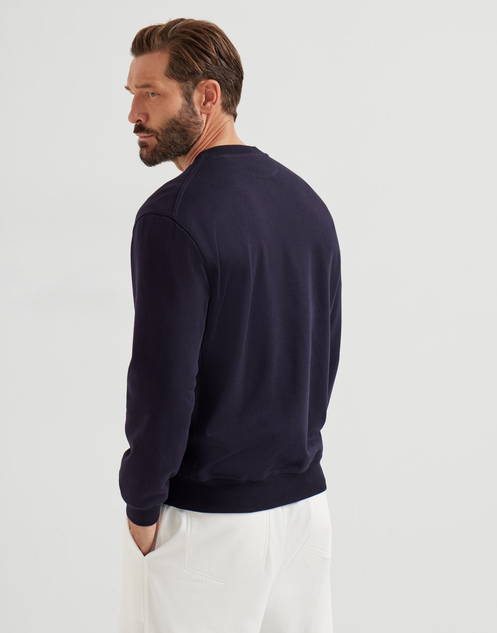 Sweatshirt with print Navy Blue Man - Brunello Cucinelli