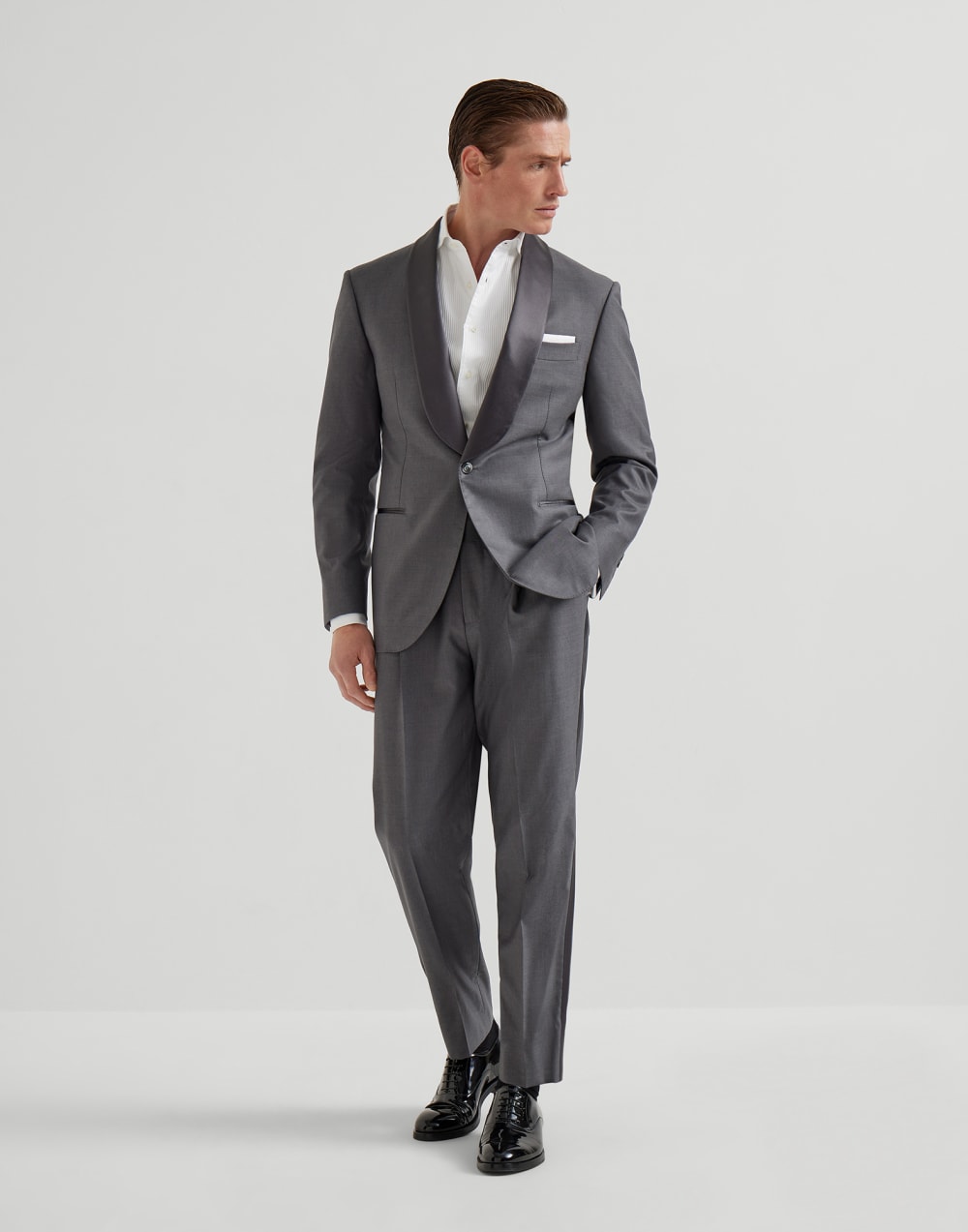 Tuxedo with shawl lapel Grey Man - Brunello Cucinelli