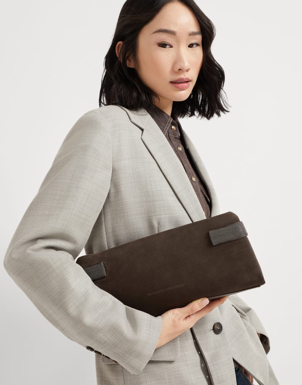 Essence 手拿包 松果布朗色 女款 - Brunello Cucinelli