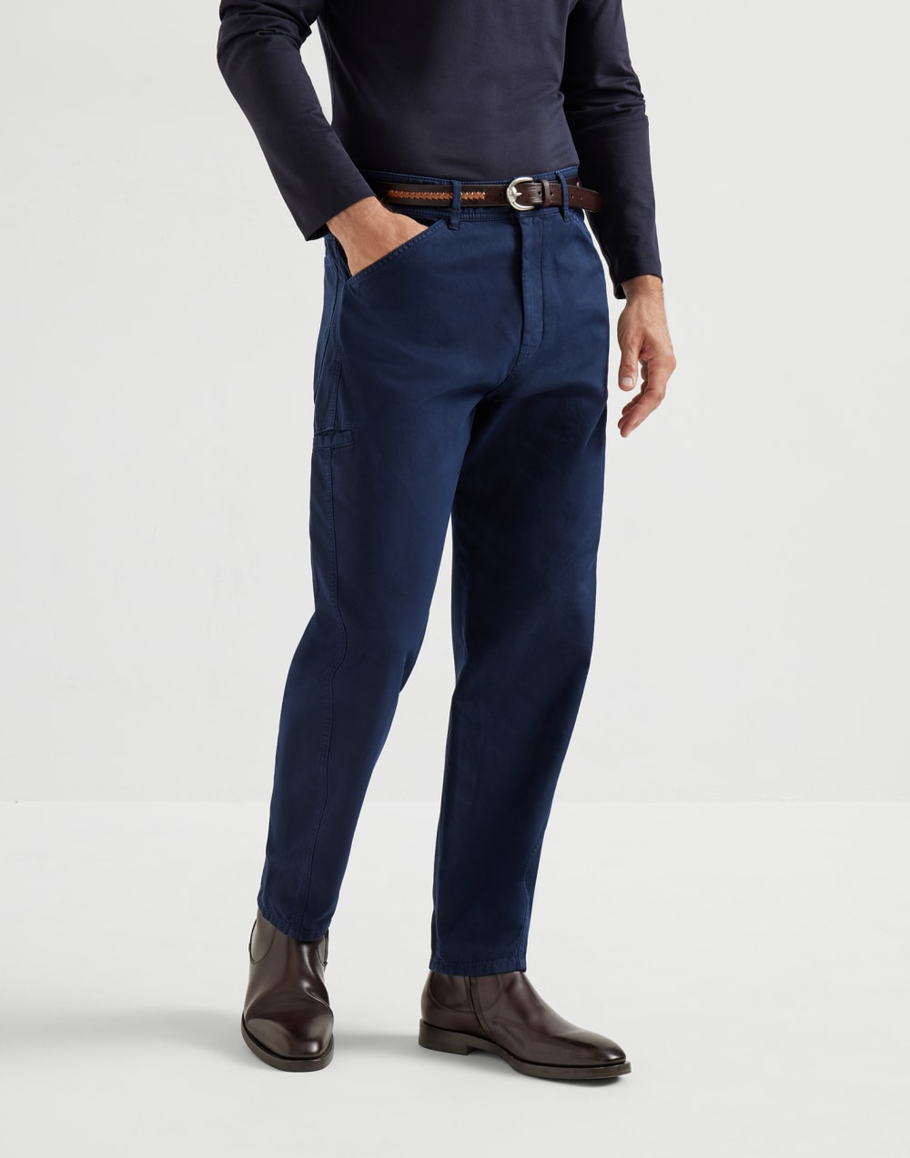 Gabardine trousers Navy Blue Man - Brunello Cucinelli