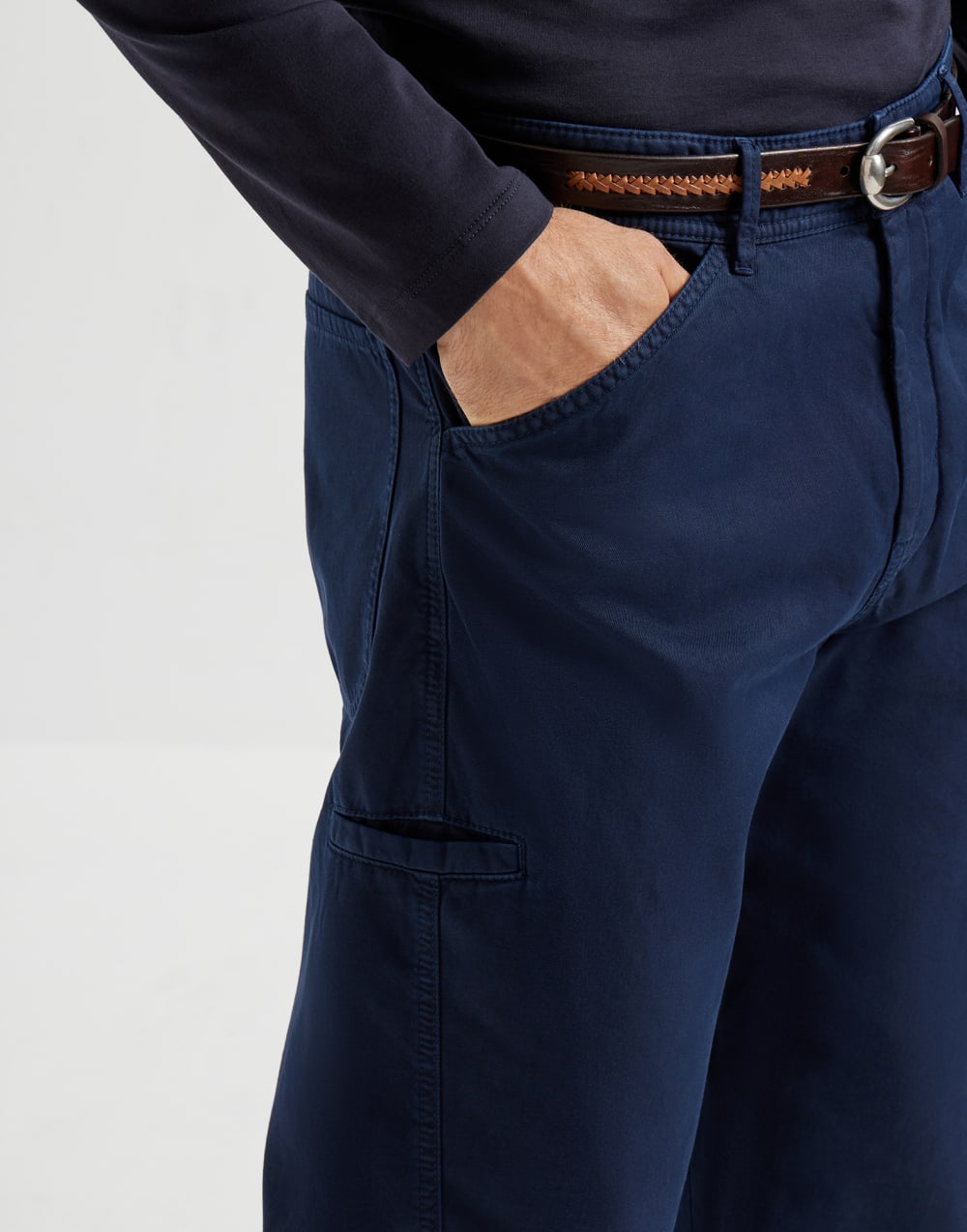 Gabardine trousers Navy Blue Man - Brunello Cucinelli
