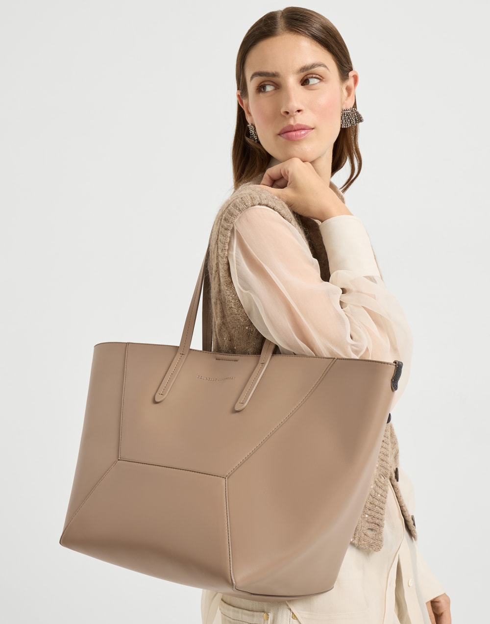 BC Duo 小牛皮购物包 榛子色 女款 - Brunello Cucinelli