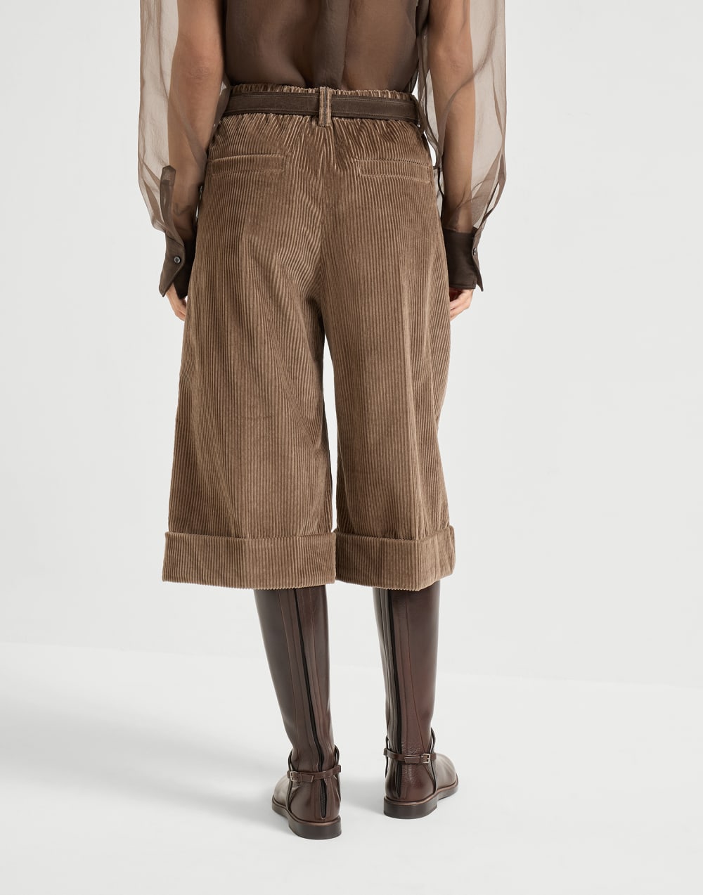 Corduroy city Bermuda shorts Brown Woman - Brunello Cucinelli