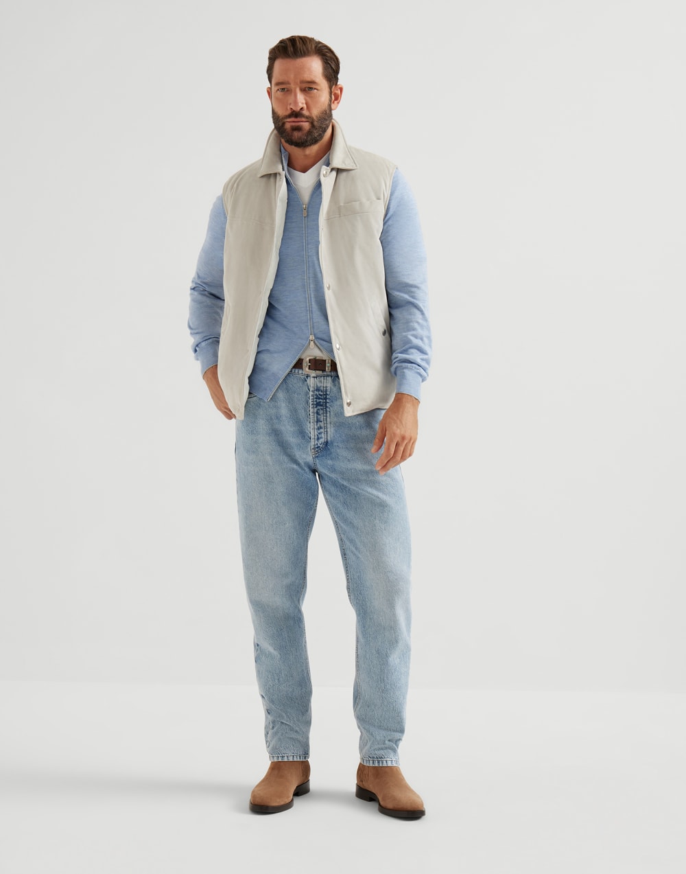 Lightweight knit cardigan Denim Man - Brunello Cucinelli