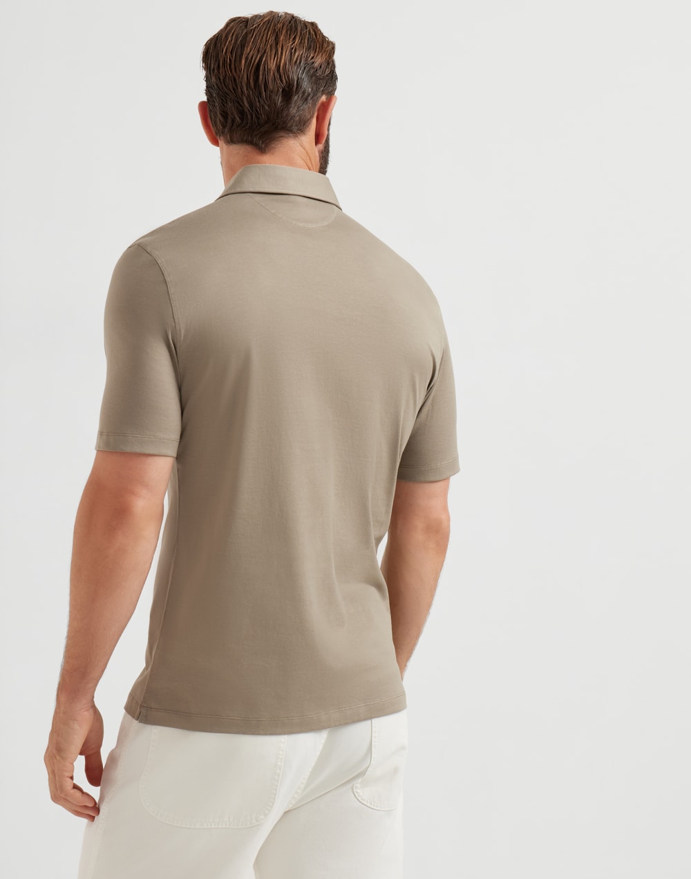 Polo with shirt collar Khaki Man - Brunello Cucinelli