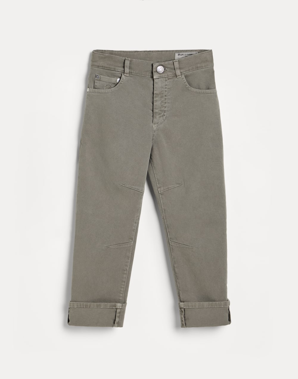 Брюки с пятью карманами комфортного кроя Хаки Мальчики - Brunello Cucinelli