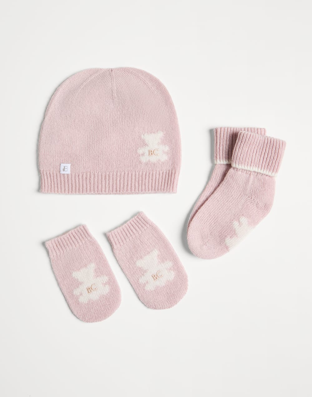 Baby Bernie beanie and socks set Pink Baby - Brunello Cucinelli