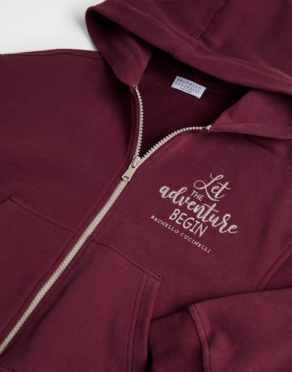 Cotton French terry sweatshirt Amaranth Girls - Brunello Cucinelli