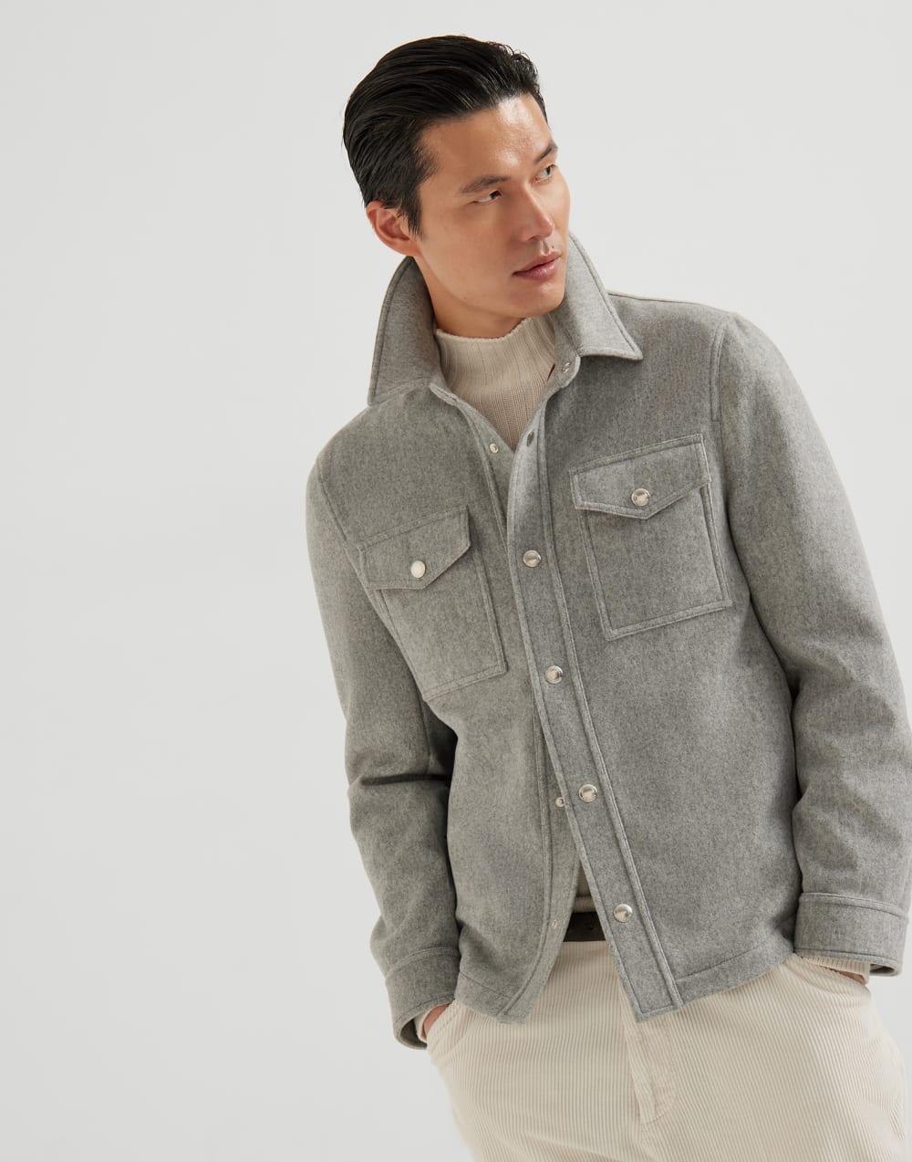 Hemdjacke Perlgrau Herren - Brunello Cucinelli