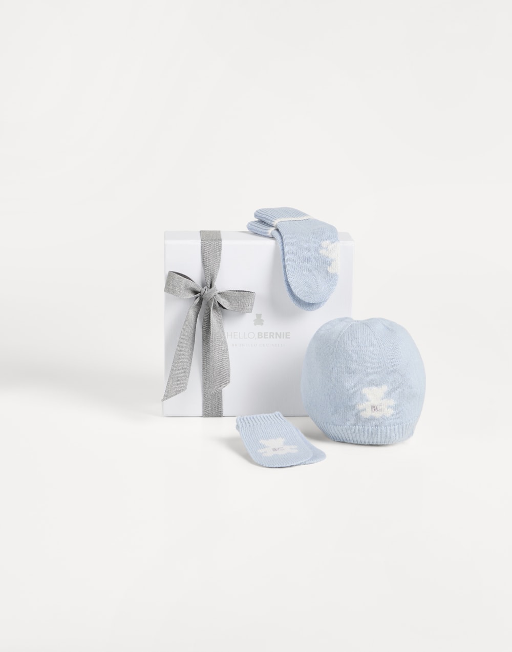 伯尼小熊幼童圆帽和袜子套装 天蓝 幼童 - Brunello Cucinelli