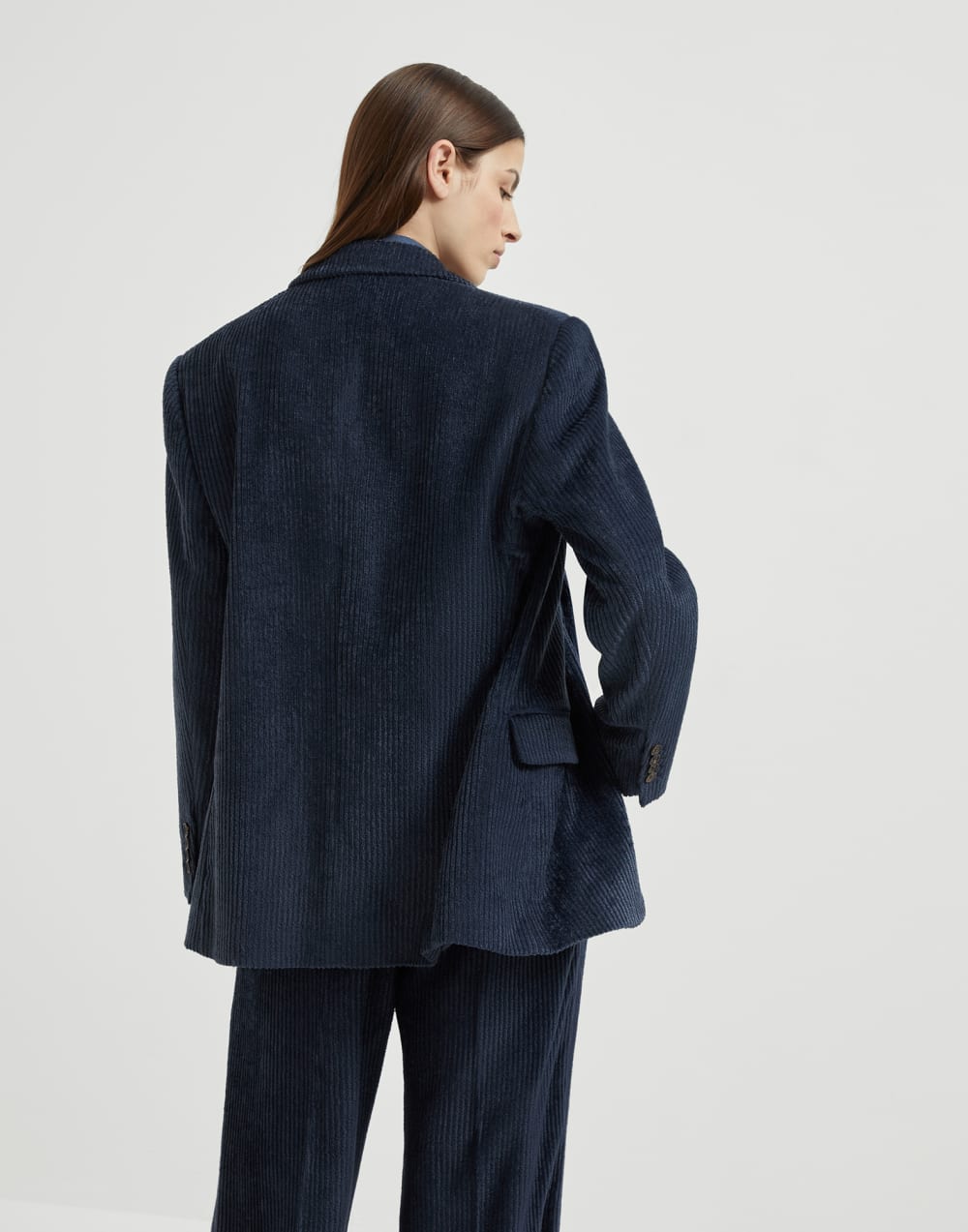 Corduroy blazer Navy Blue Woman - Brunello Cucinelli