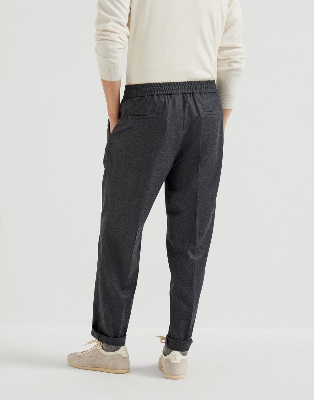Virgin wool flannel trousers Dark Grey Man - Brunello Cucinelli