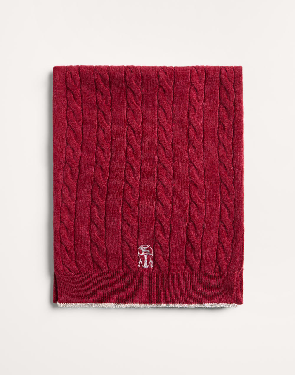 麻花针织围巾 红色 女童 - Brunello Cucinelli