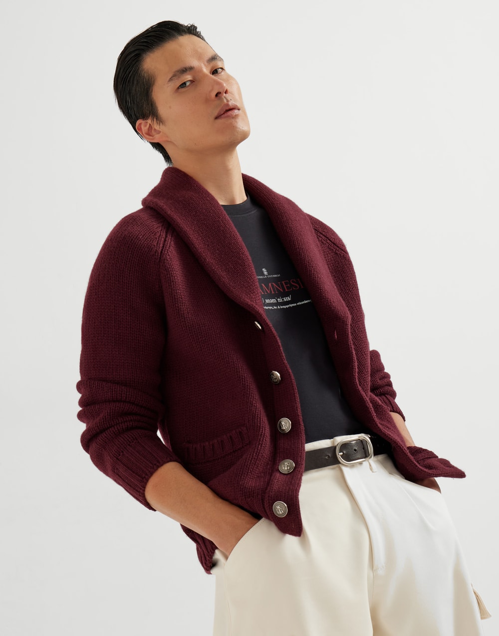 印花T恤衫 黑色 男款 - Brunello Cucinelli