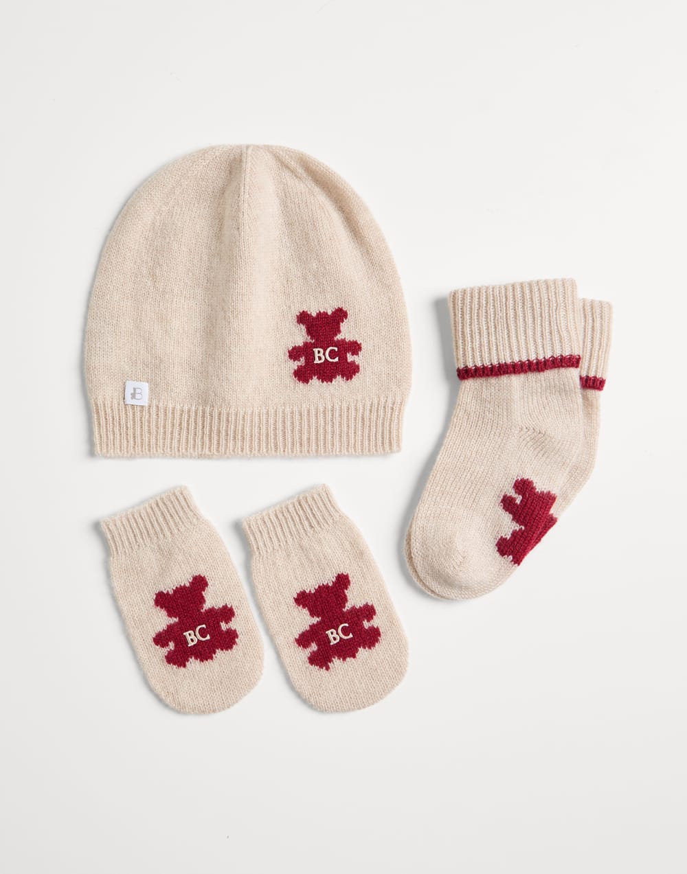 Baby Bernie beanie and socks set Beige Baby - Brunello Cucinelli