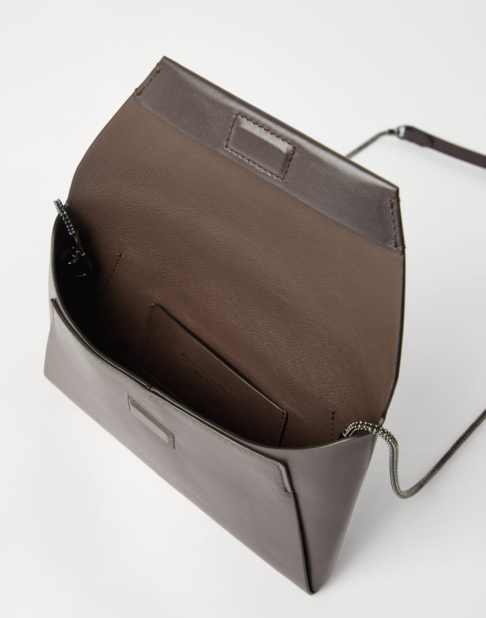 Calfskin BC Duo pochette Pine Cone Brown Woman - Brunello Cucinelli