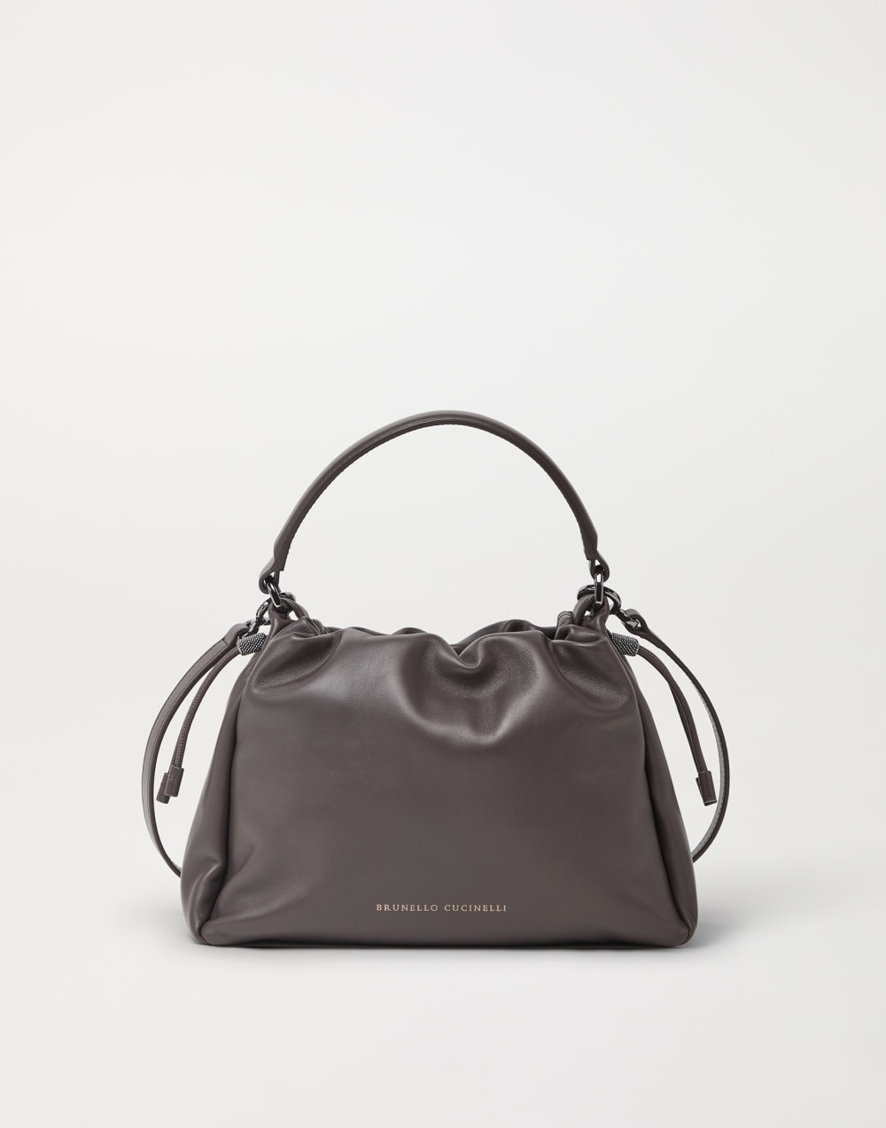 Small Soft Leather Mellow Bucket bag Brown Woman - Brunello Cucinelli