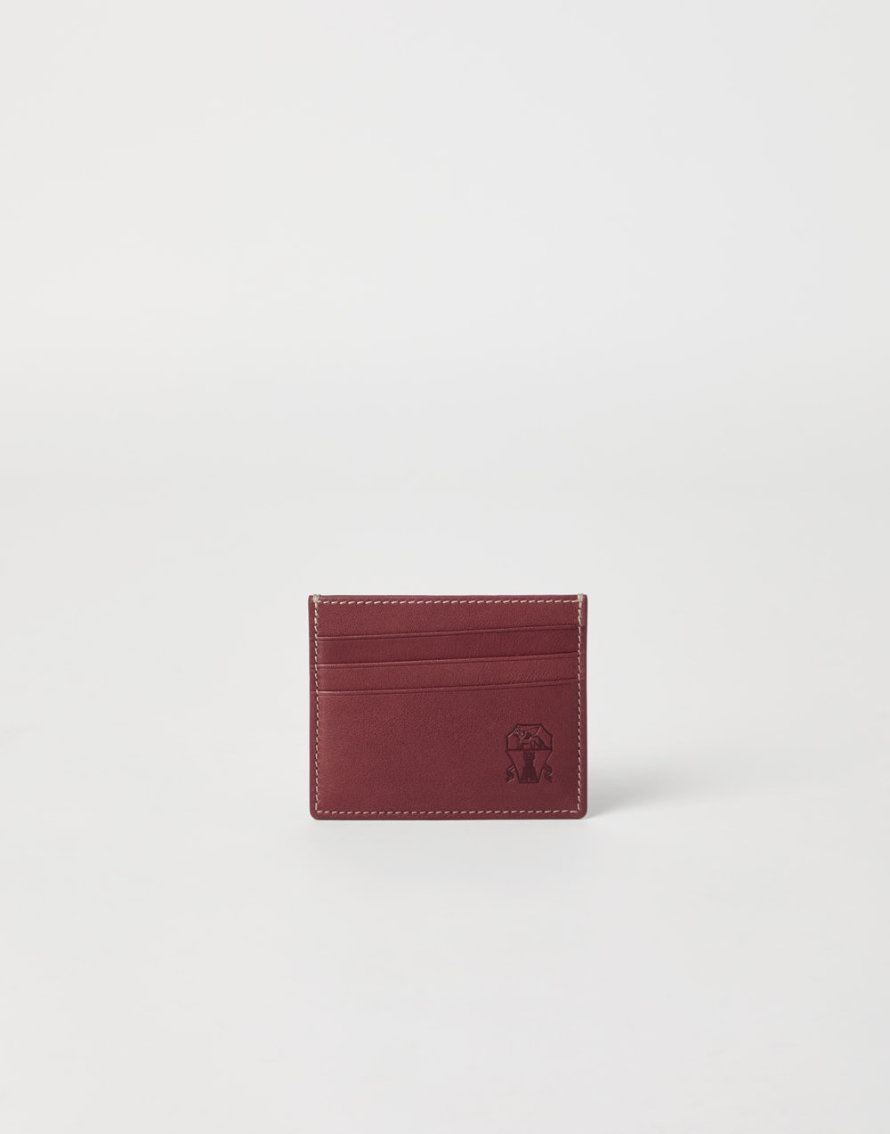 小牛皮卡片夹 深紫红色 男款 - Brunello Cucinelli