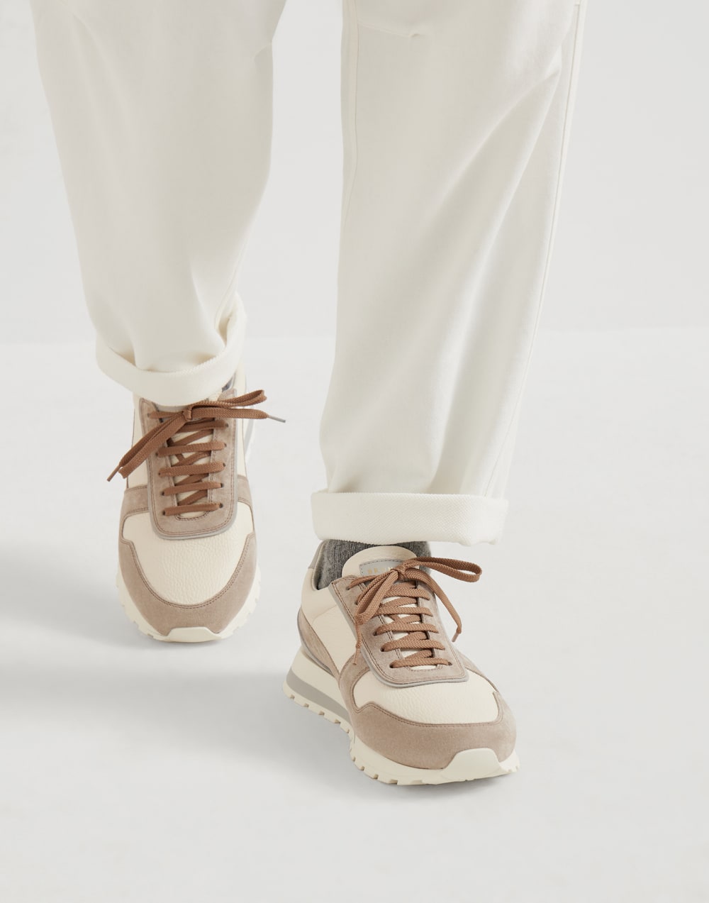 Calfskin and suede runners Buff Man - Brunello Cucinelli