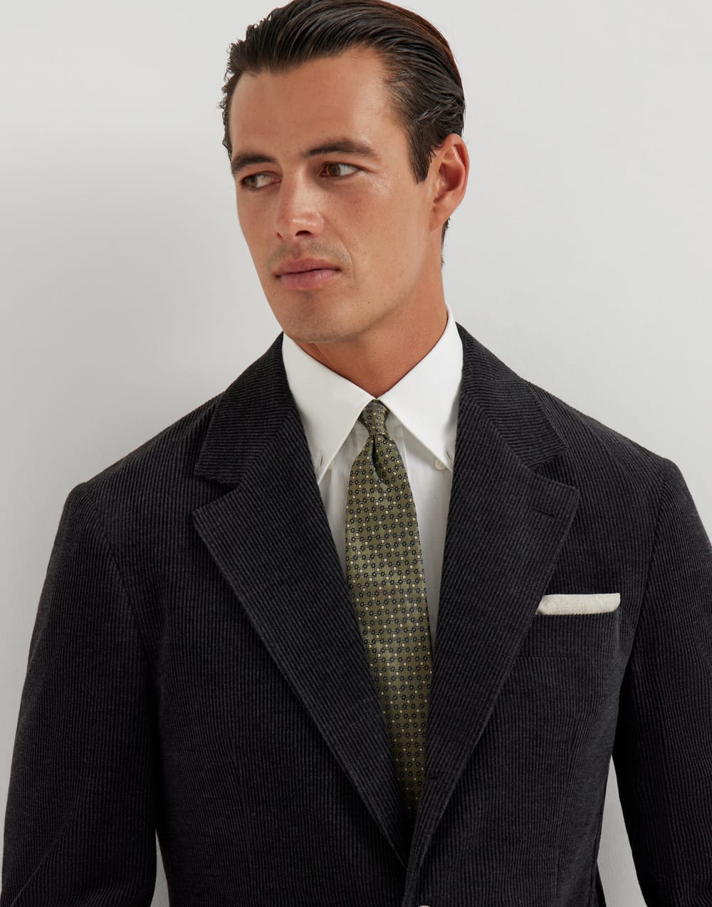 提花图案领带 卡其 男款 - Brunello Cucinelli