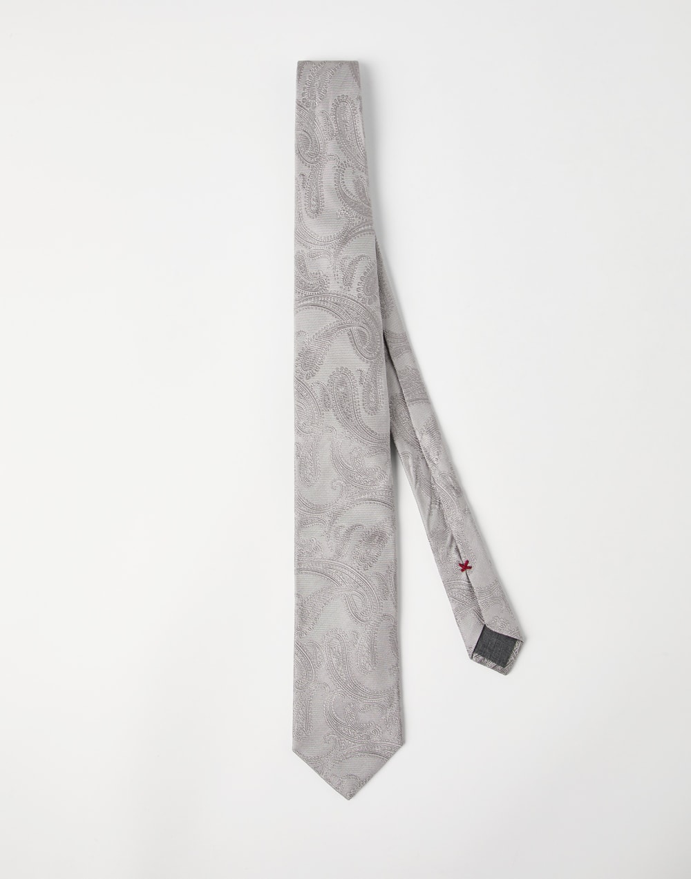 Silk tie with pattern Pearl Grey Man - Brunello Cucinelli