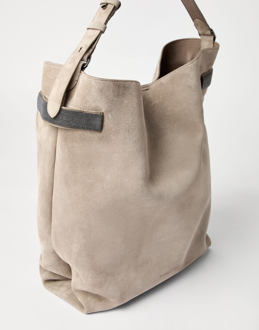 Suede Essence hobo bag Grey Woman - Brunello Cucinelli
