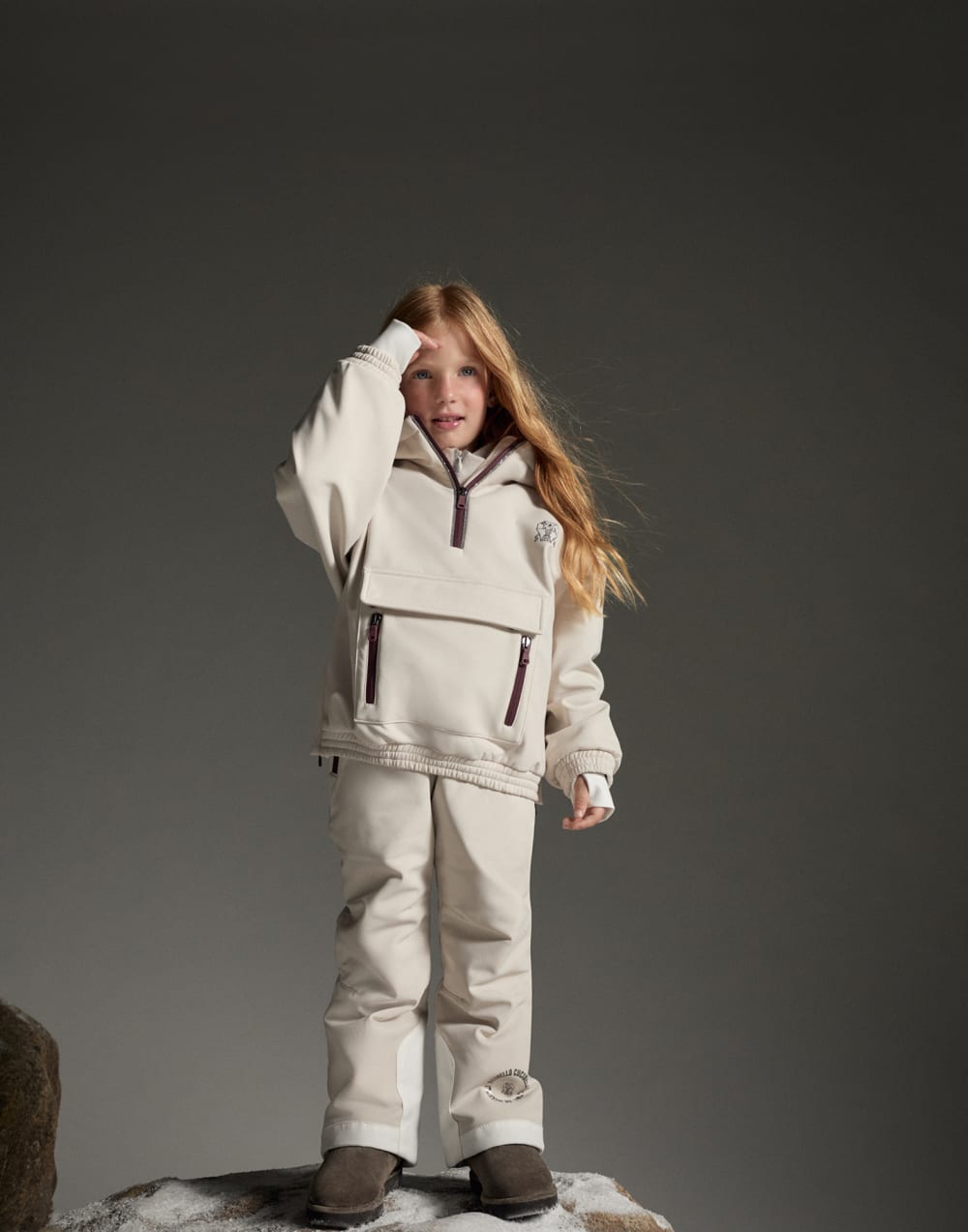 Peto Mountain de tejido técnico Beige Claro Niña - Brunello Cucinelli