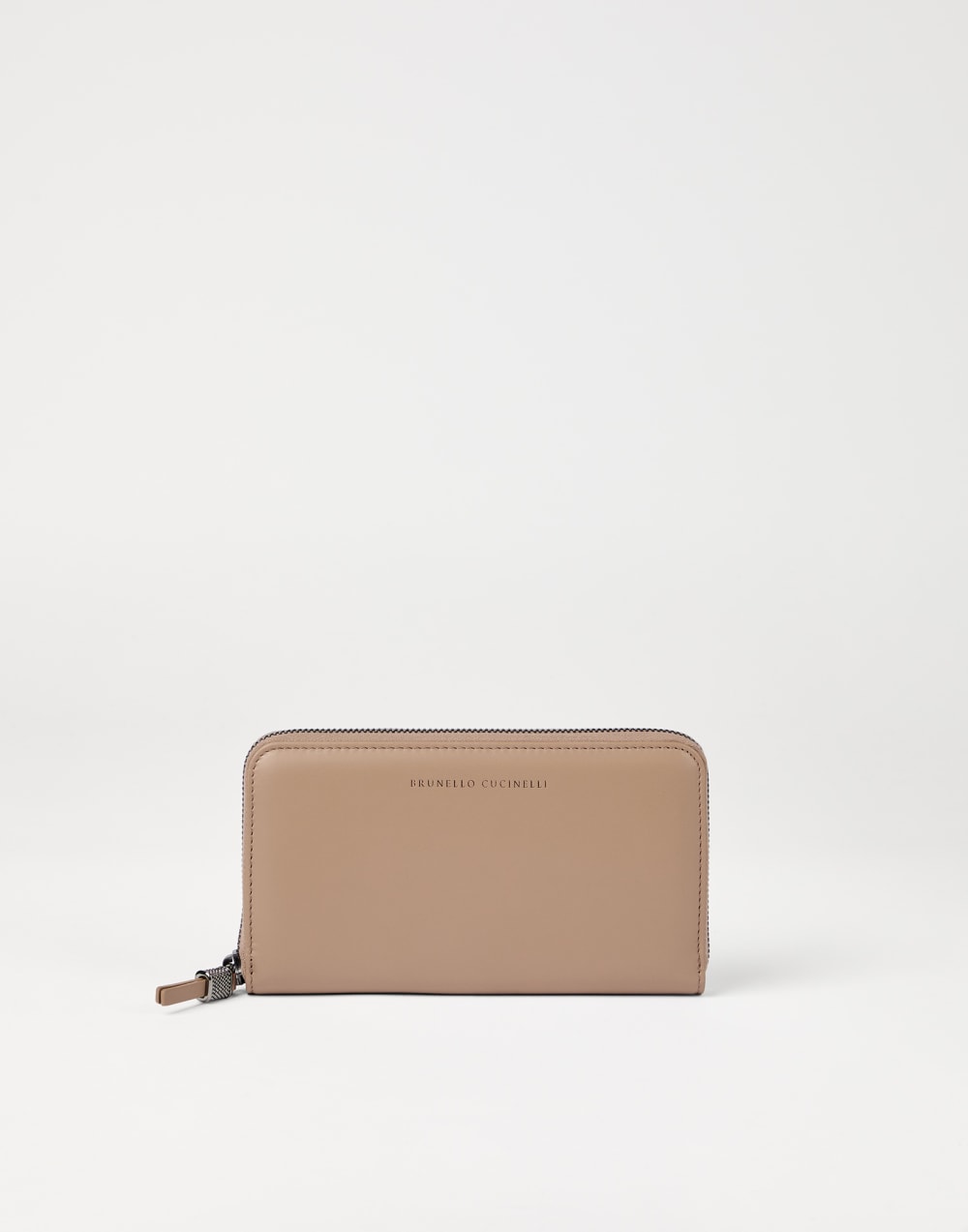 镶珠装饰小牛皮钱包 榛子色 女款 - Brunello Cucinelli