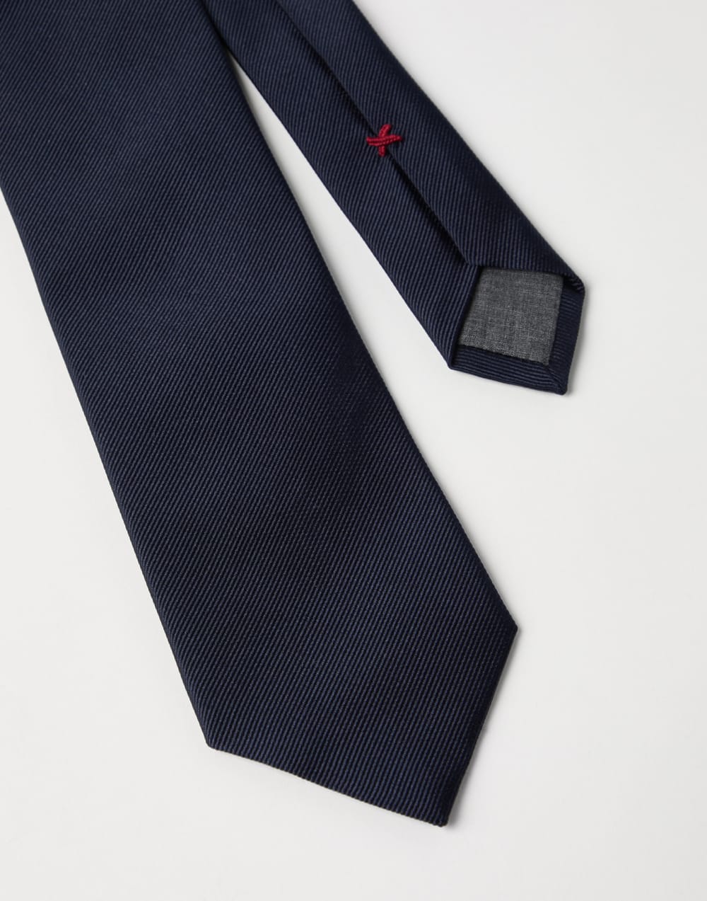 斜纹真丝领带 海军蓝 男款 - Brunello Cucinelli