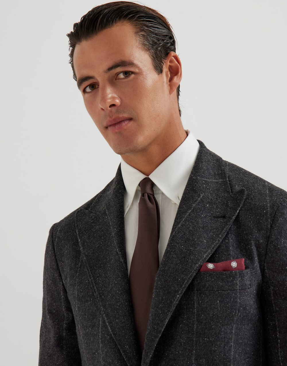 Silk twill tie Brown Man - Brunello Cucinelli