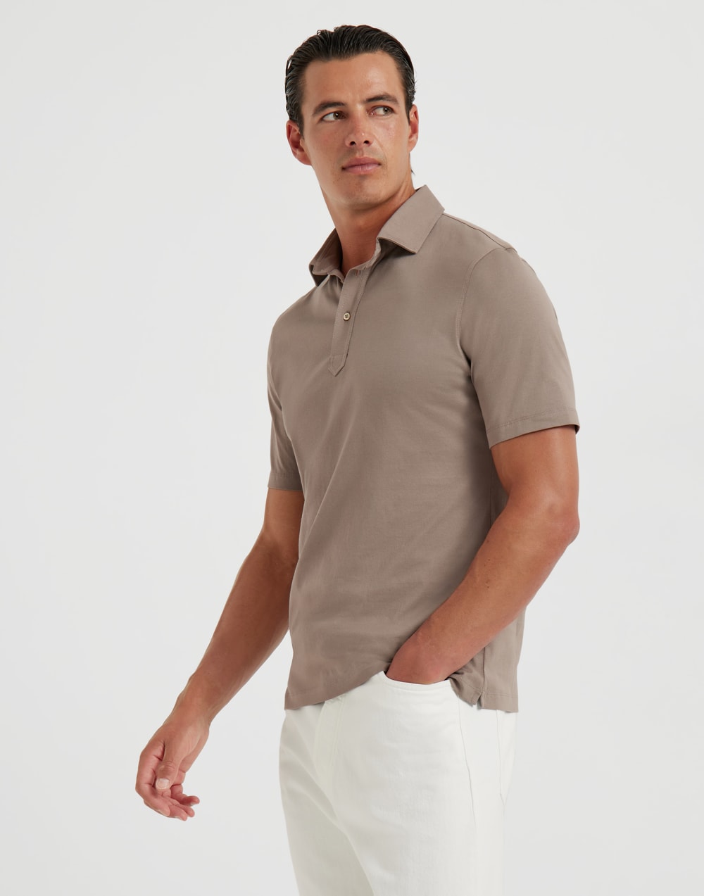 衬衫领马球衫 深青棕色 男款 - Brunello Cucinelli