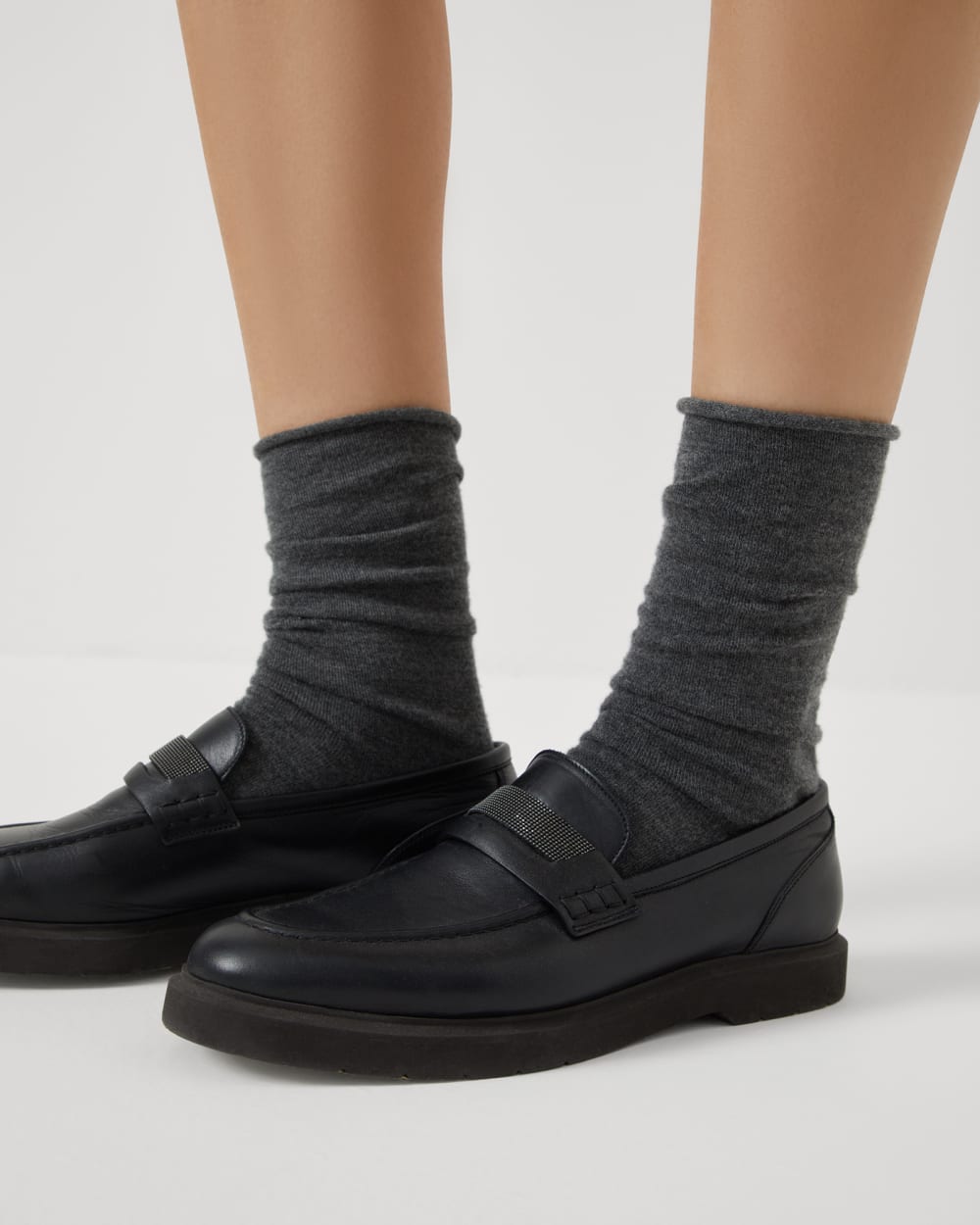 Cashmere knit socks Anthracite Woman - Brunello Cucinelli
