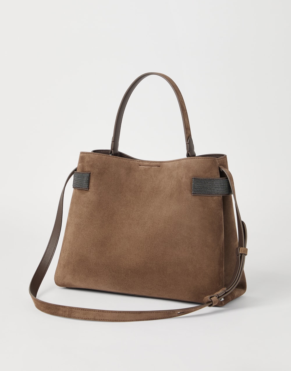 Suede Top-Handle Essence bag Bark Woman - Brunello Cucinelli