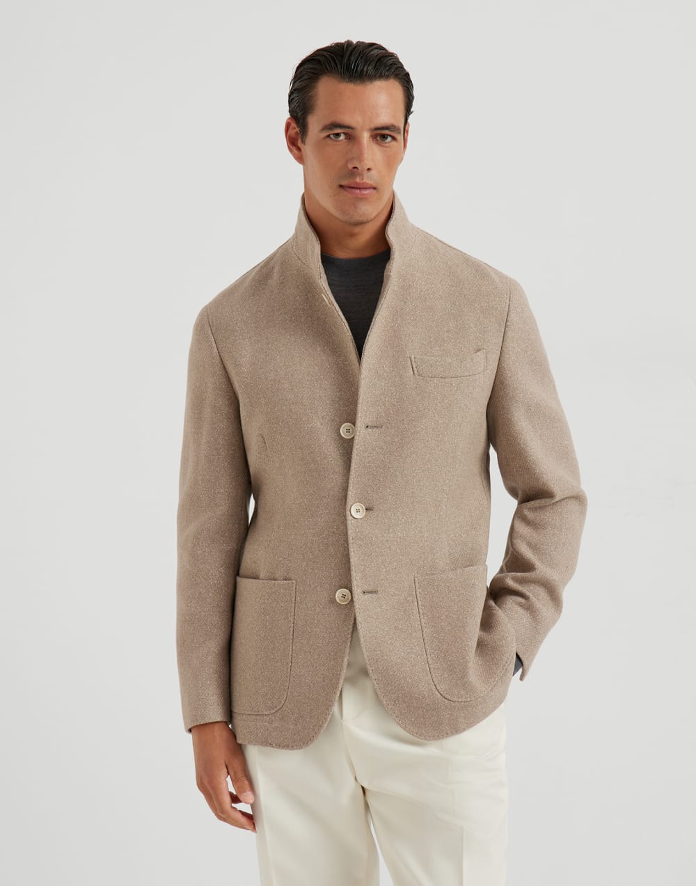 Blazer-style outerwear Beige Man - Brunello Cucinelli