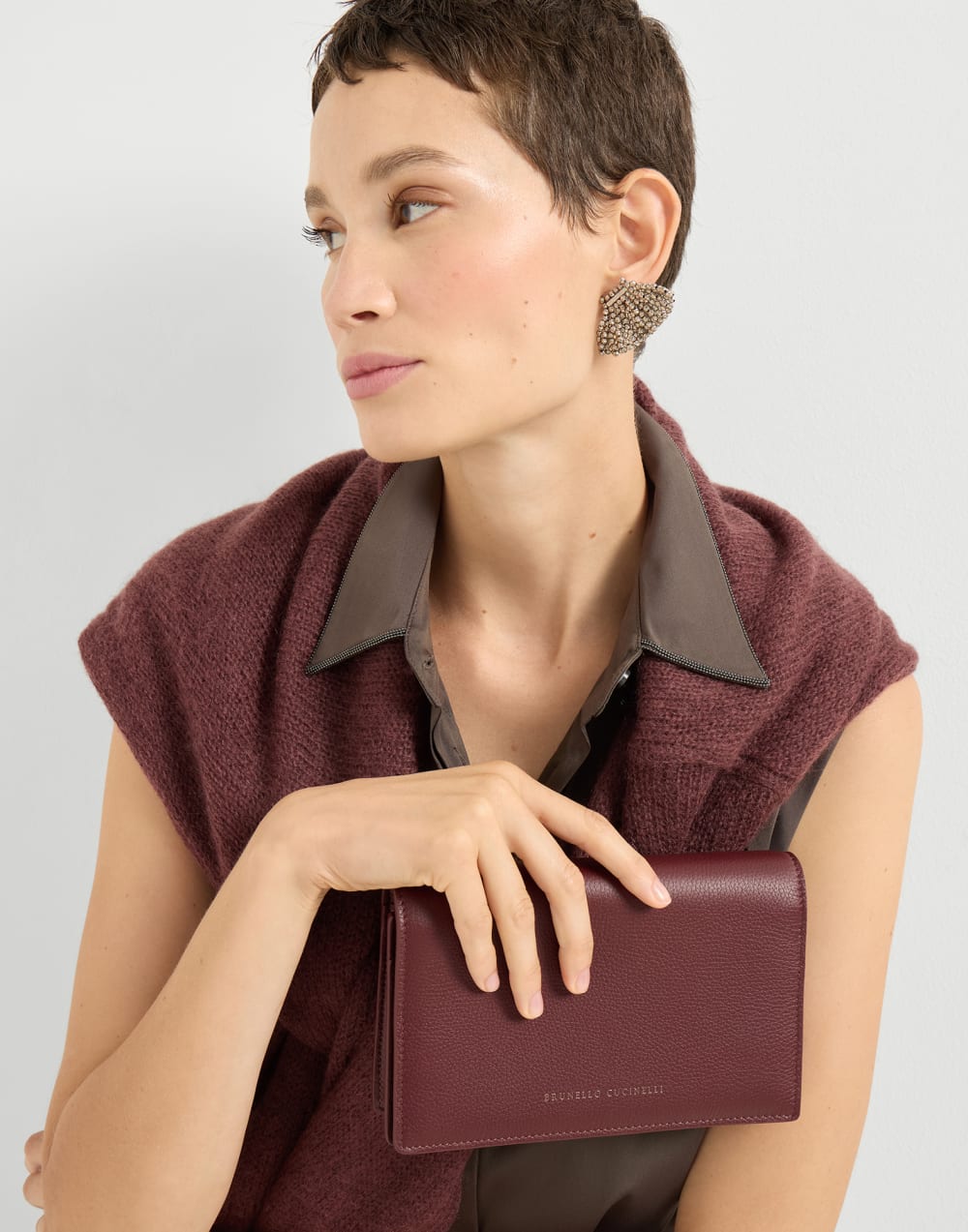 Leather wallet Amaranth Woman - Brunello Cucinelli