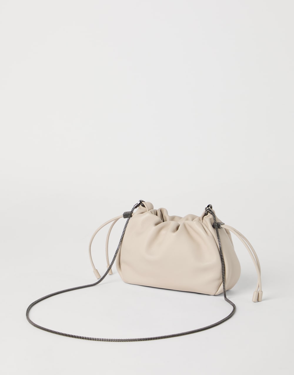 Soft leather mini Mellow Bucket bag Ivory Woman - Brunello Cucinelli